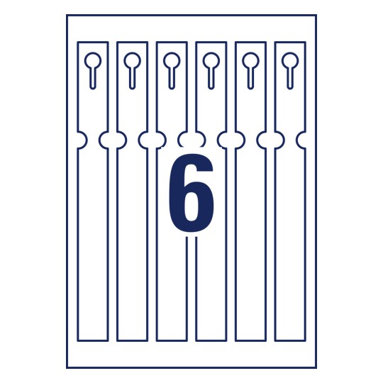 Crtanje probijanja pojedinačnog lista, artikal: T3008-10, privjesci s petljom, format: 250 x 25 mm, 6 privjesaka/list?