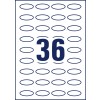 Ispis pojedinačnog lista A4, artikal: 5086, Ovalne etikete, uklonjive, format: 40 x 20 mm, 36 etiketa/ark.