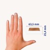 Usporedba veličine s rukom, artikal: 74786, jedan list ljepljivih traka, format: 63,5 x 25,4 mm, boje: zlatna, roza zlato, srebrna, bakrena.