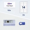 Avery pločica s imenom s natpisom „Paul Meyer”, dijagram lista s naljepnicama, plastični držač pločice i magnetsko pričvršćivanje?