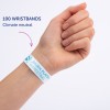 Slika prikazuje ruku osobe koja nosi narukvicu na kojoj piše '100 WRISTBANDS Climate neutral', a na njoj je ispisano 'JULIEN PLATTER MARKETING'.