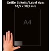 Usporedba veličine s rukom, Artikl: J8560-25, jedan list adresnih naljepnica, Format: 63,5 x 38,1 mm, Boja: Prozirna?