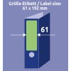 Veličina u usporedbi s rukom, Artikal: L4768-100, jedan list naljepnica za registratore, format: 61 x 192 mm, boja: zelena.