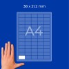 Ruka pored plavog A4 dijagrama s mrežom označenog 38 × 21,2 mm?