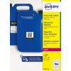 Dva plava plastična kanistra s QR naljepnicom pokraj žutog pakiranja Avery naljepnica?