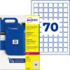 Avery paket izdržljivih naljepnica s plavim kanistrima i ilustracijom mreže s brojem 70?