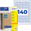Avery Ultragrip višenamjensko pakiranje naljepnica koje prikazuje 140 malih četvrtastih naljepnica i kartonsku kutiju?