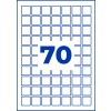Plava mreža kvadrata s plavim obrubom s velikim plavim brojem 70 u sredini?