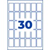 Bijeli poster s plavom obrubljenom mrežom zaobljenih pravokutnika i velikim plavim brojem 30 u sredini?