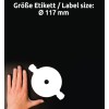 Usporedba veličine s rukom, Artikl: L7676-25, jedan list CD naljepnica SuperSize, format: ⌀ 117 mm, boja: Bijela?