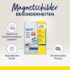 Slika prikazuje ambalažu proizvoda za magnetske listove Avery Zweckform, ističući značajke kao što su jednostavan dizajn uz pomoć online alata, magnetski listovi za izradu znakova i spominjanje klimatske neutralnosti.