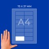 Dijagram na listu A4 s etiketom dimenzija 75 x 37 mm i rukom u donjem lijevom kutu?
