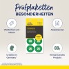 Slika prikazuje ambalažu proizvoda za inspekcijske naljepnice s karakteristikama poput vodootpornosti, robusnosti, zaštite od neovlaštenog pristupa, klimatske neutralnosti i proizvoda proizvedenog u Njemačkoj, namijenjenog za uporabu u 2026. godini.